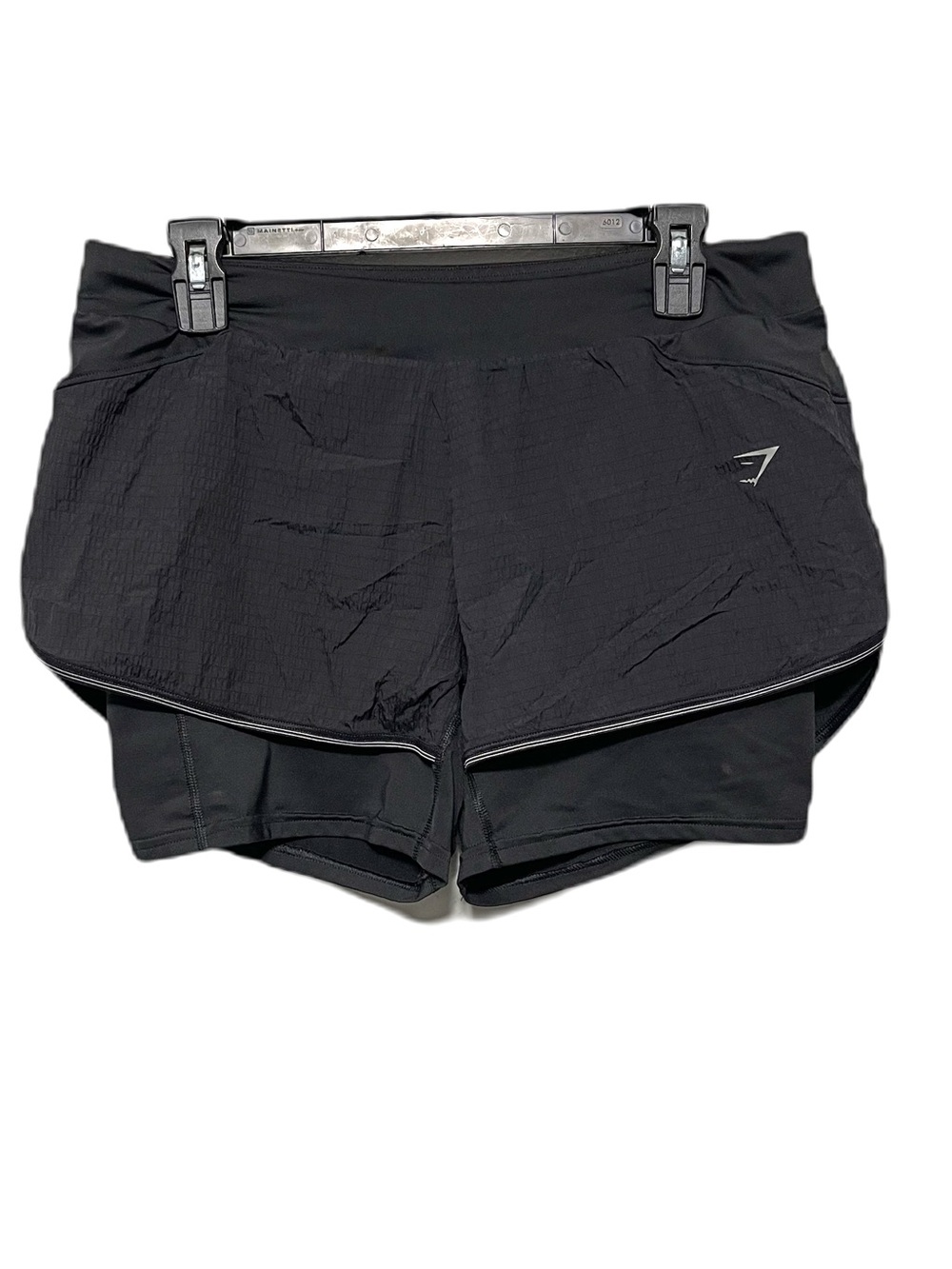 GymShark Overlay Pull On Bike Shorts Black Stretch Logo Womens Large